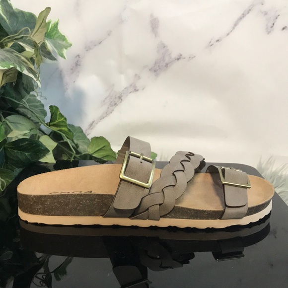 5🌟Review Braided Strap Buckle Taupe Womens Sandal - Picture 4 of 8